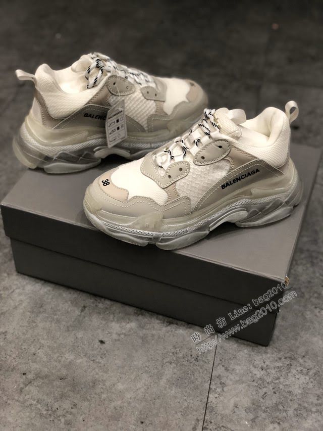 Balenciaga經典款男鞋 真氣墊底白色巴黎世家頂級版本透明氣墊鞋 Balenciaga Triple S老爹鞋 Balenciaga情侶款老爹鞋  hdbl1005